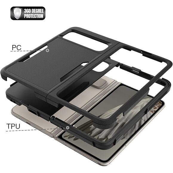 Black Google Pixel Z Fold Case 5G Shockproof Heavy Duty Case - Picture 3 of 8